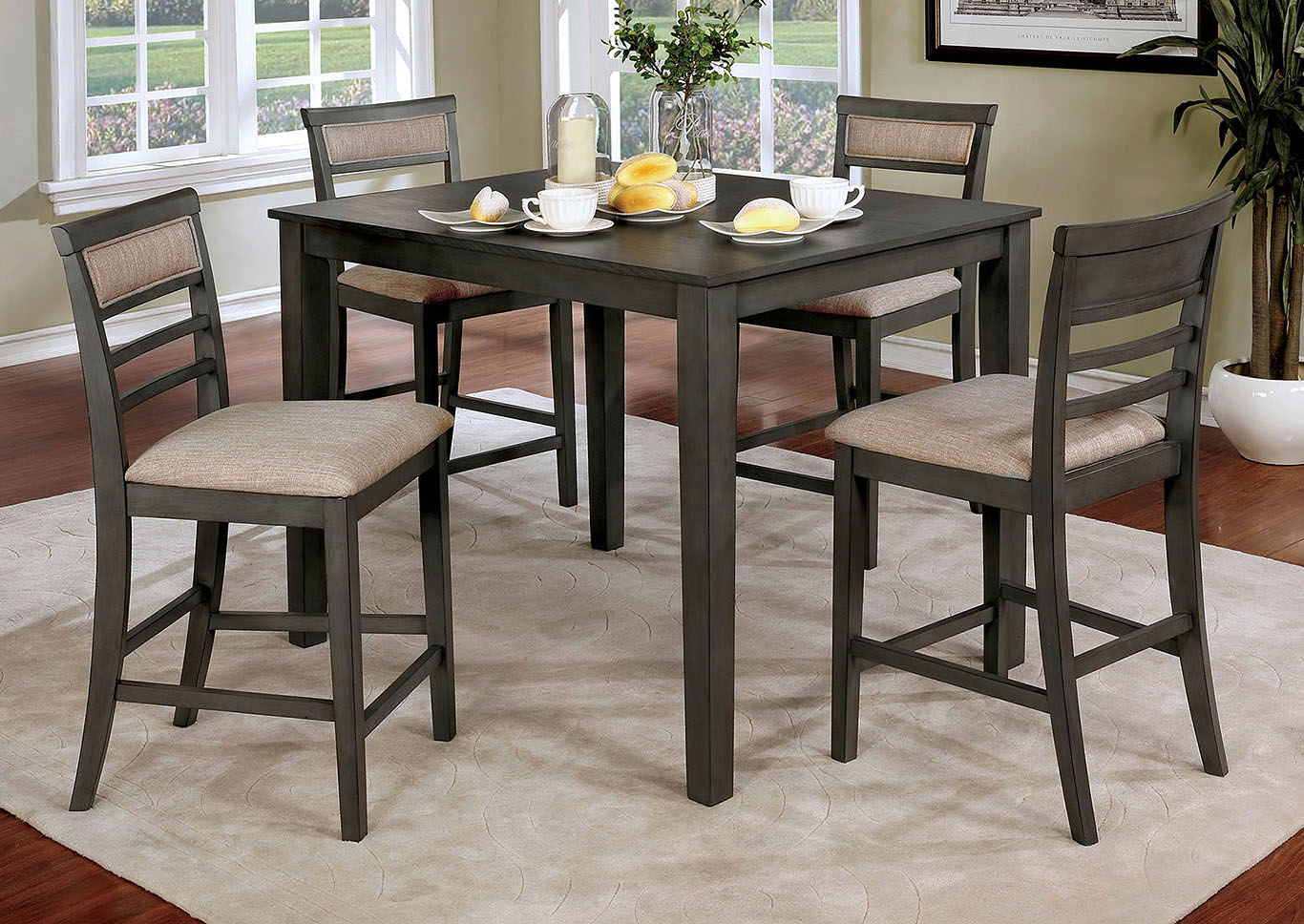 Unclaimed Furniture Ar Fafnir Gray 5 Piece Counter Height pertaining to measurements 1366 X 968