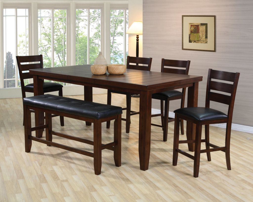 Unique Espresso Counter High Dining Table W4 Chairs And for proportions 1024 X 818