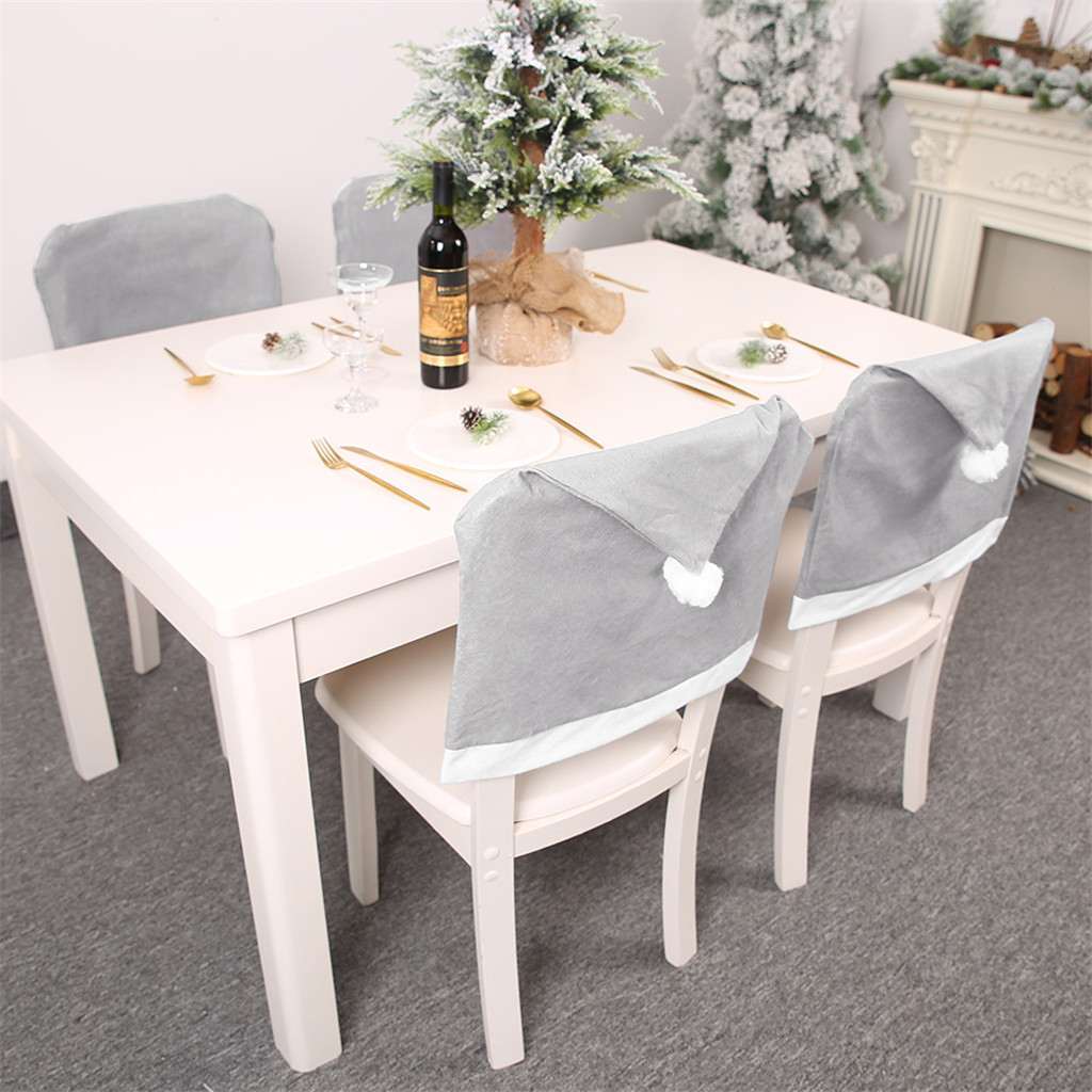 Us 132 15 Off1pc Merry Christmas Santa Claus Hat Chair Covers Gray Non Woven Big Hat Chair Cover Stool Set Home Party Decor Funda Sillon Fdh On within dimensions 1024 X 1024