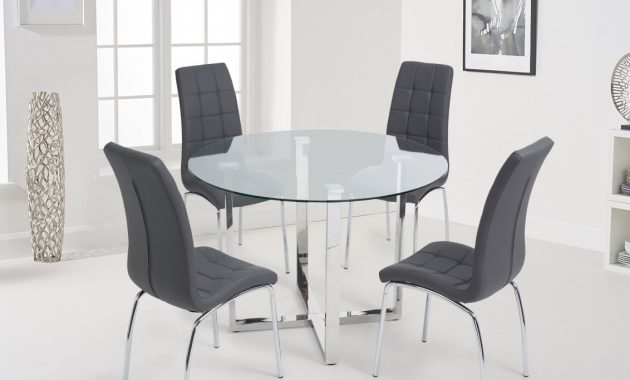 Vidre 120cm Round Glass Dining Table With Calgary Chairs within measurements 1132 X 927