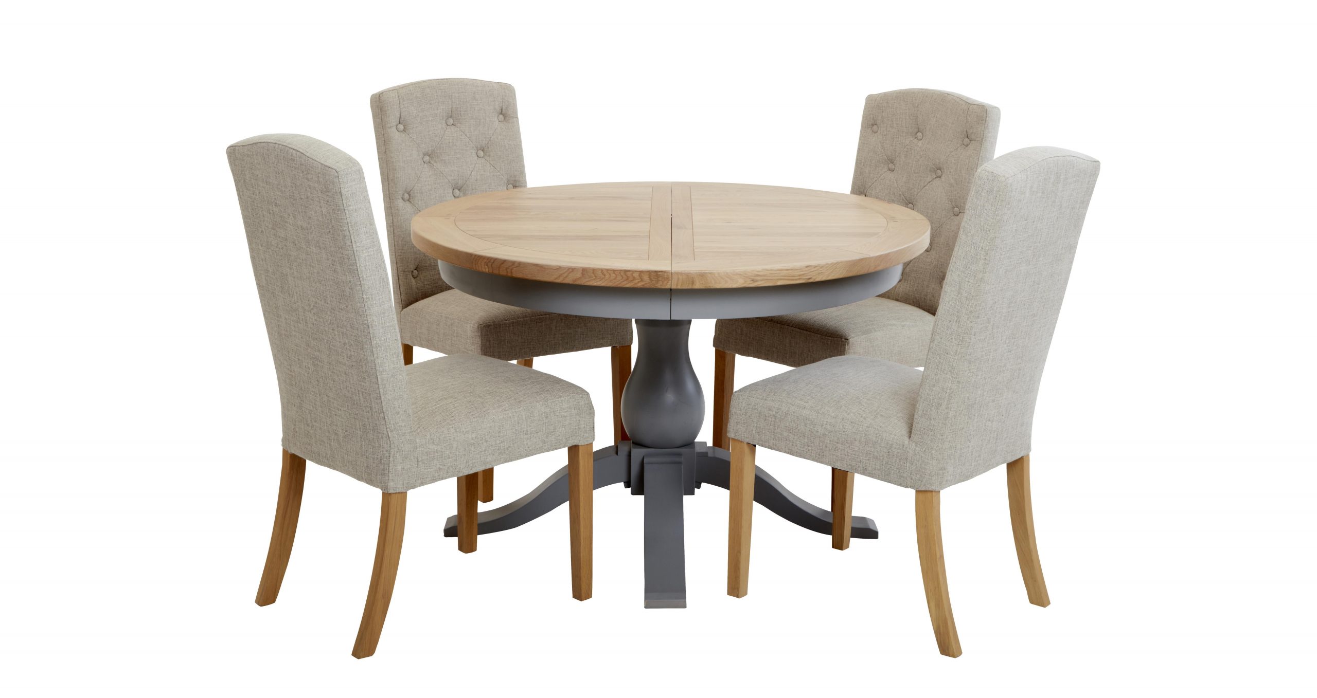 Vivario Extending Round Table Set Of 4 Upholstered Chairs with proportions 8000 X 4245