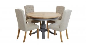 Vivario Extending Round Table Set Of 4 Upholstered Chairs with size 8000 X 4245