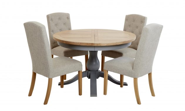 Vivario Extending Round Table Set Of 4 Upholstered Chairs with size 8000 X 4245