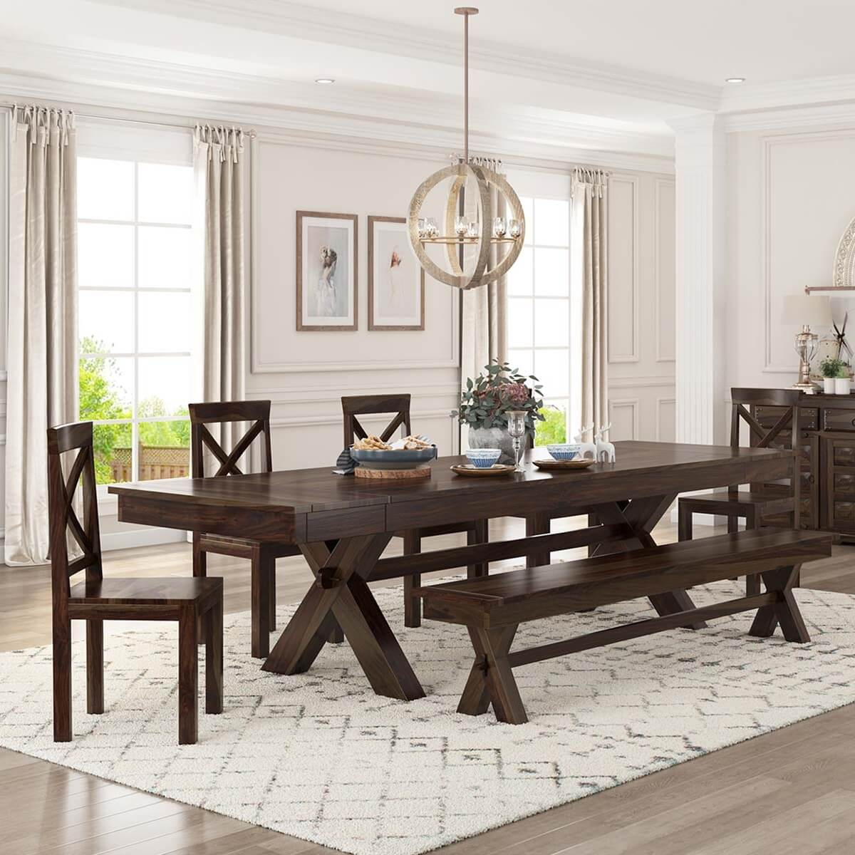 Westside Indoor Picnic Style Extendable Dining Table Bench Set with regard to sizing 1200 X 1200