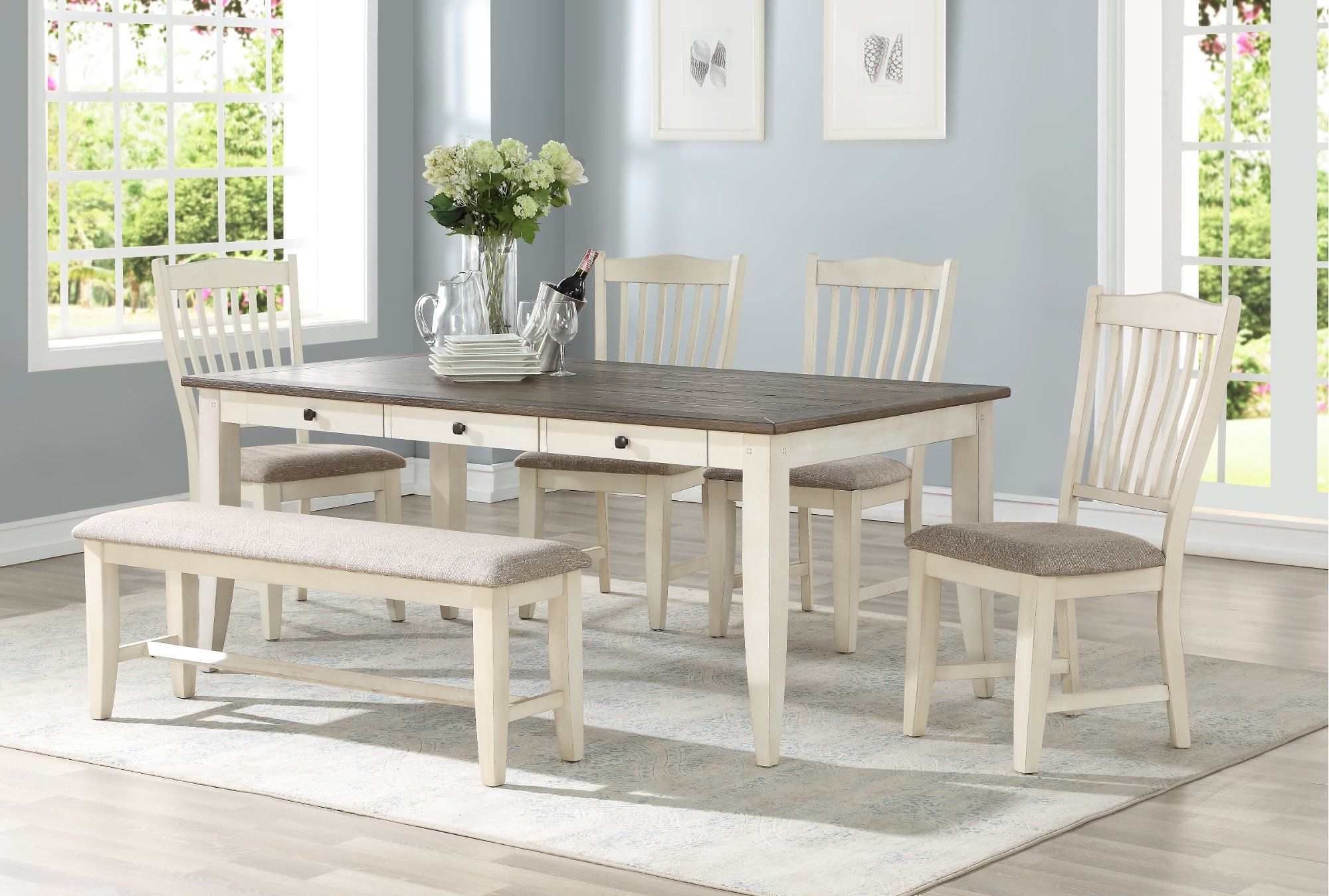 White And Gray 5 Piece Dining Set Grace White Dining in proportions 2000 X 1349