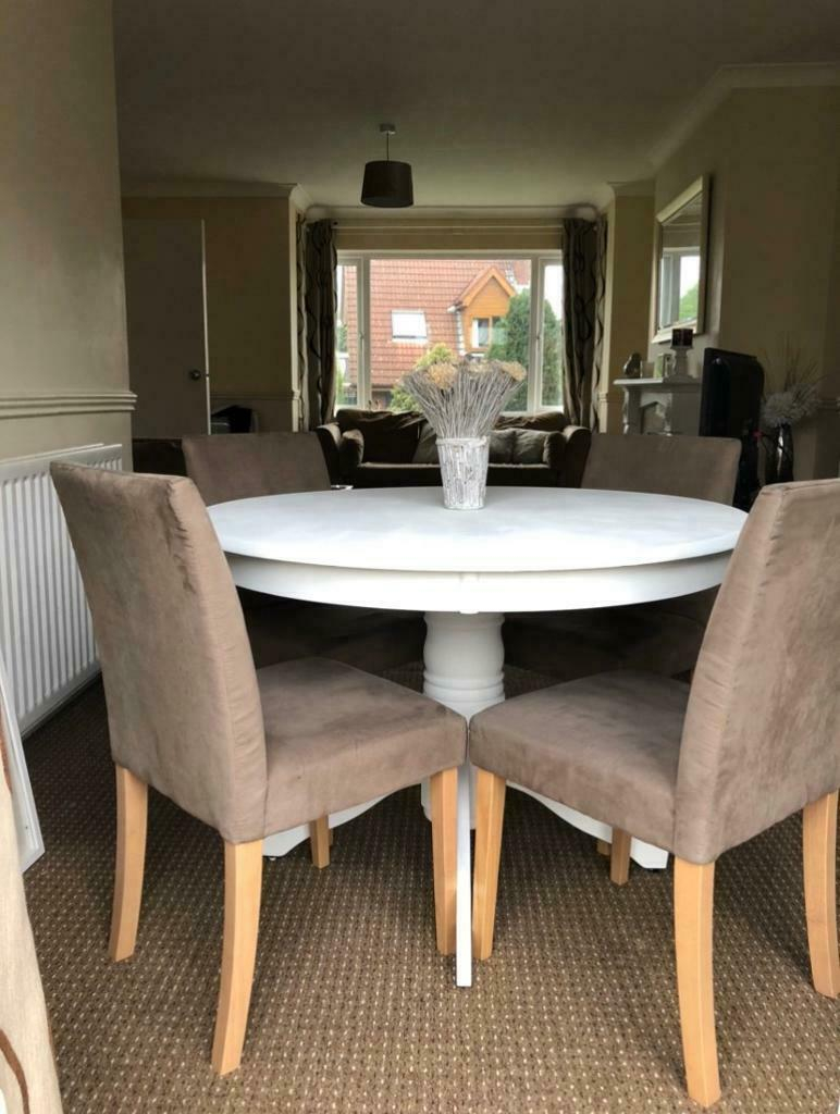 White Dining Table 4 Fabric Chairs In Carryduff Belfast Gumtree with regard to measurements 772 X 1024