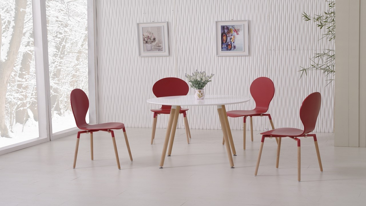 White Dining Table And 4 Red Chairs pertaining to size 1280 X 720