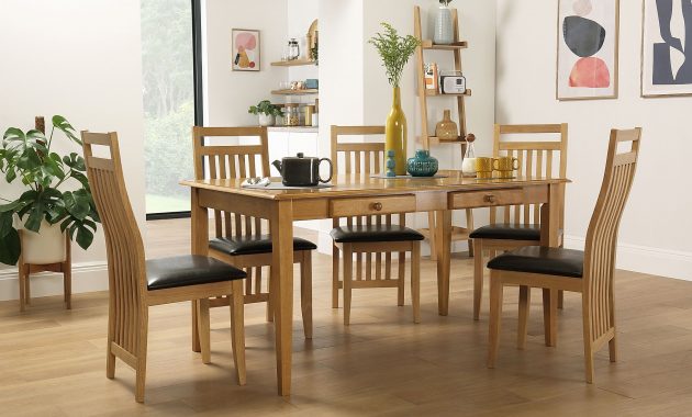 Wiltshire Oak Dining Table With Storage With 6 Bali Chairs Brown Seat Pad for measurements 2000 X 1240