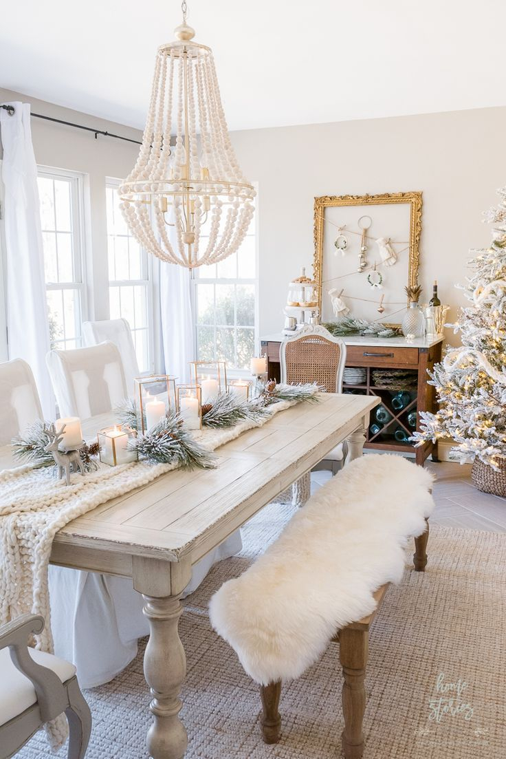 Winter White Christmas Dining Room Winter Home Decor in sizing 736 X 1103