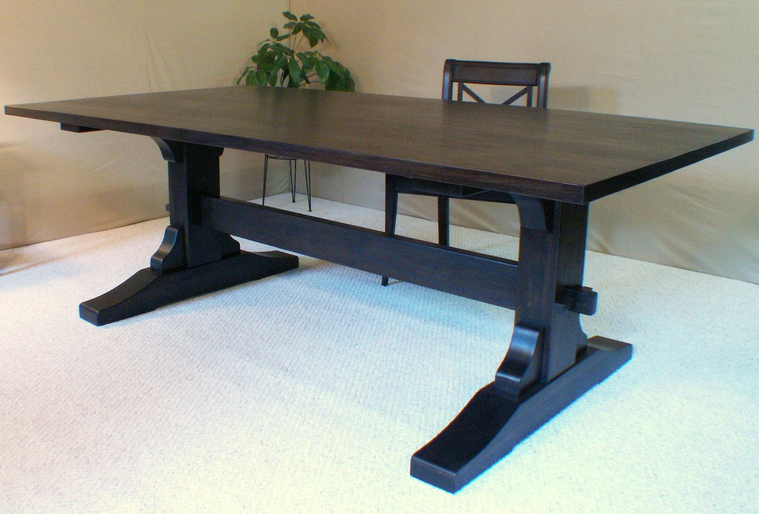 Wood Dining Table Trestle Table Black Walnut Made In Vermont intended for size 1500 X 1016