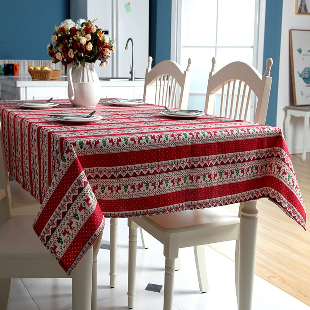 Ws Christmas Tree Red Deer Snowflake Printed Tablecloth Tea Table Cloth pertaining to sizing 1000 X 1000